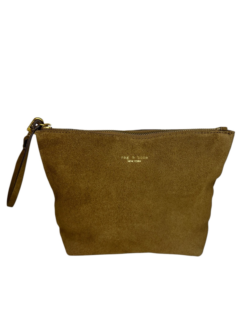 Nwt Rag & Bone Golden Brown Suede Zip Pouch / Wristlet